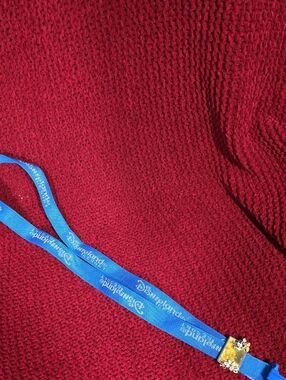 24 Inch Long Vintage Disneyland Resort Blue & Yellow Lanyard w Disney Pin 2002